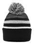 Striped winter beanie with pompom