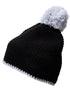 Pompon Hat With Contrast Stripe
