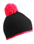 Pompon Hat With Contrast Stripe