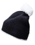 Pompon Hat With Contrast Stripe