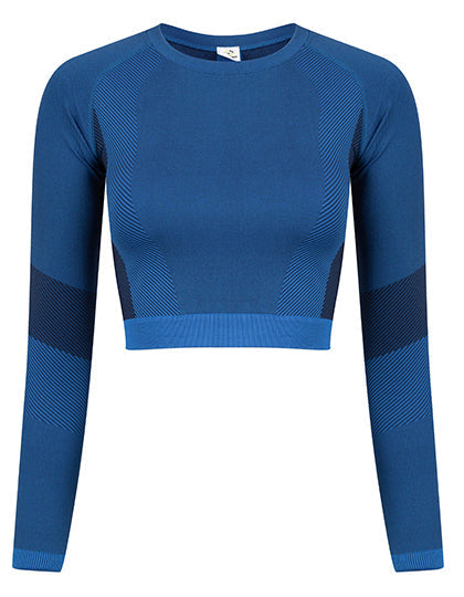 Ladies' Seamless Paneled Long Sleeve Crop Top