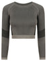 Ladies' Seamless Paneled Long Sleeve Crop Top