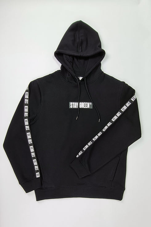 Stay Green Organic Hoodie - black stripe
